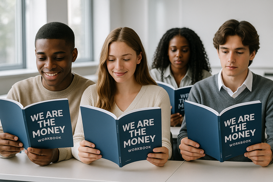 Students with financial literacy workbooks